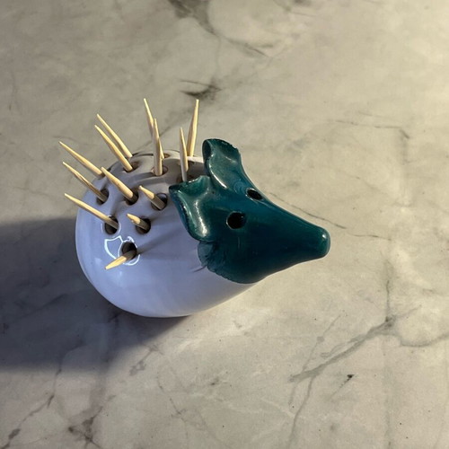Ceramic hedgehog used, toothpick holder