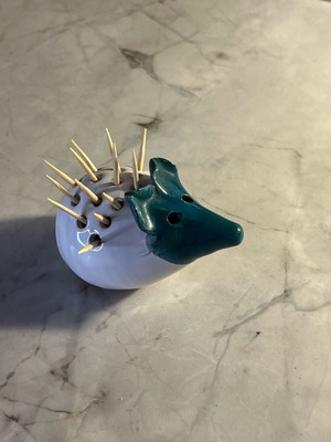 Ceramic hedgehog used, toothpick holder