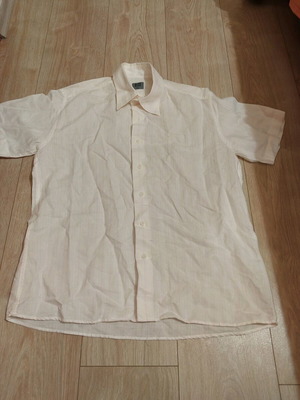 Men's linen shirt L/XL like new, white pink
