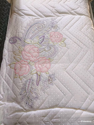 Vintage embroidered double quilted blanket new