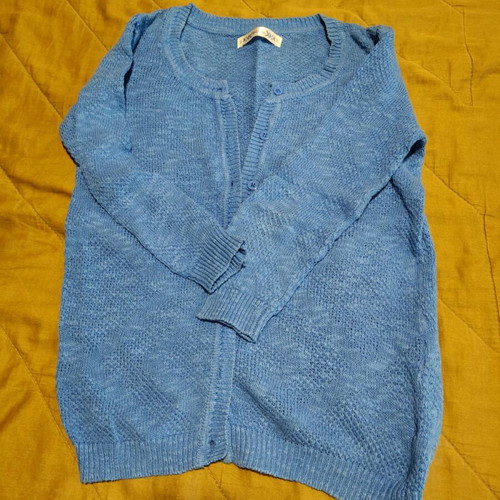 Bershka knitted cardigan used, 3/4 sleeve, blue, size S