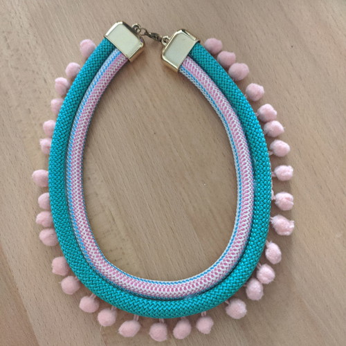 Handmade necklace with pom poms new
