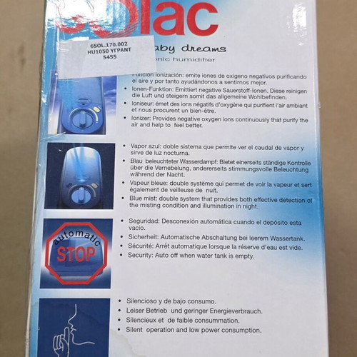 Solac Baby Dreams HU1050 humidifier used, ultrasonic, ionic, 900 ml
