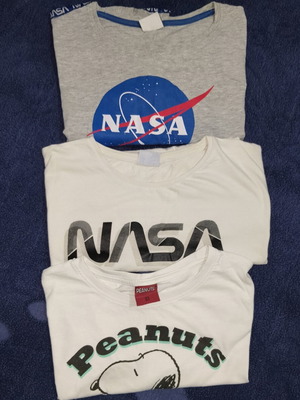 Set of 3 girls' crop T-shirts like new, wide fit, size 164 cm