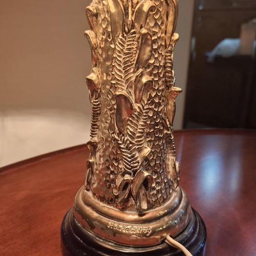 Vintage table lamp with silver-plated base, like new