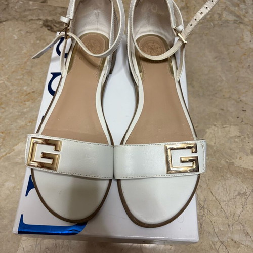 Guess Leather Sandals Used White Size 38