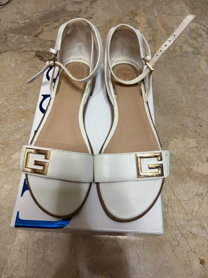 Guess Leather Sandals Used White Size 38