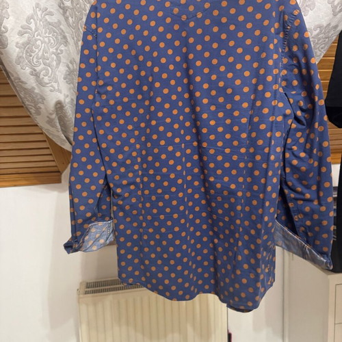Lacoste men's shirt like new, blue with brown polka dots