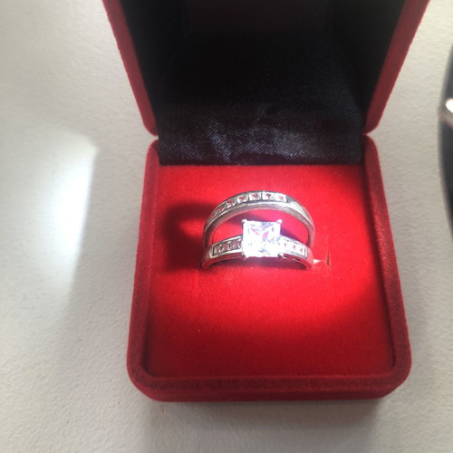 Engagement ring silver 925 with zircon, new