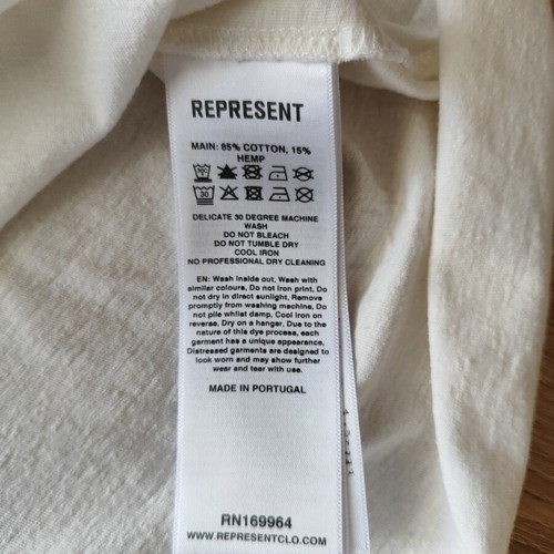 Represent MH T-Shirt V2 Ash White Size L Oversized
