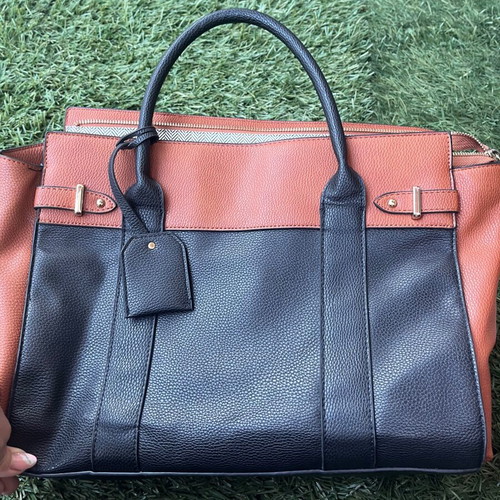 Justeab women's shoulder bag like new, natural leather, black and brown