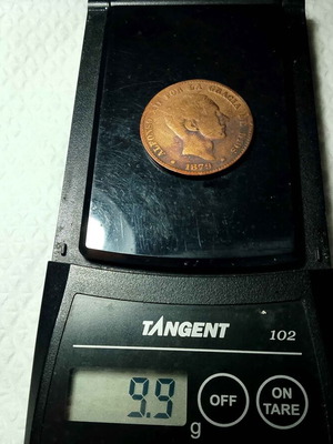 Νόμισμα 10 λεπτών από τη βασιλεία του Αλφόνσου XII, 1879