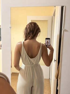 Bershka beige jumpsuit with belt, unworn