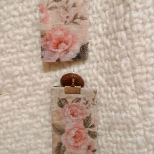 Handmade earrings new, large, romantic, beige and pink