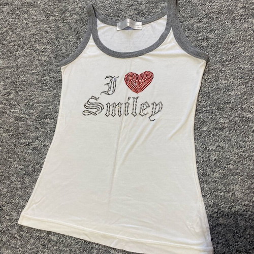 Danoff women's summer tank top like new, white with strass design
