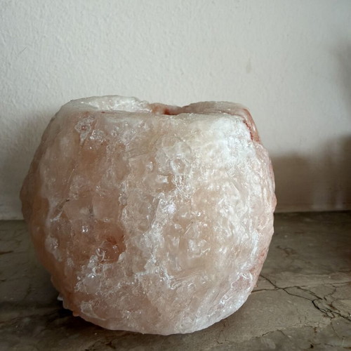 Set of 2 Himalayan pink salt candle holders