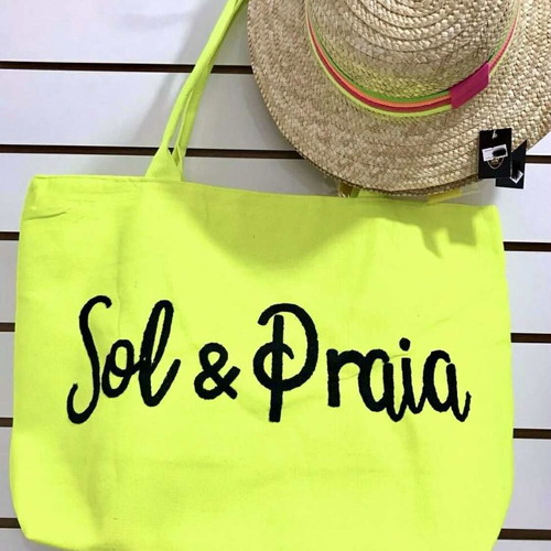 Jessica beach bag fluorescent yellow and pink new