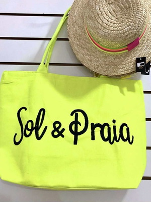 Jessica beach bag fluorescent yellow and pink new