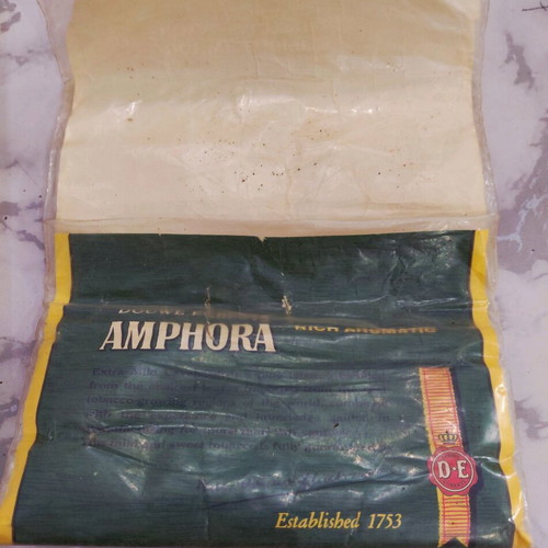 Vintage Amphora pipe tobacco pouches used, 1970s