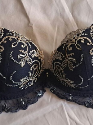 Lise Charmel bra new size EUR 75D with Swarovski crystals beige and blue