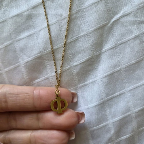 Steel necklace with initial Φ new, length 41-47cm, gold color