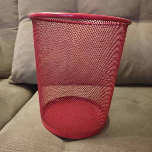 Office waste bin like new, metal fuchsia mesh