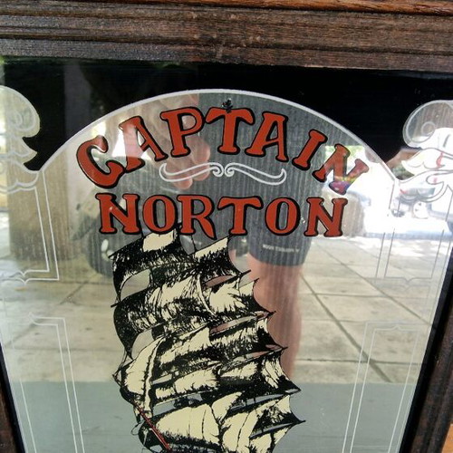 Vintage Pub Mirror Captain Norton Finest Caribbean Rum used