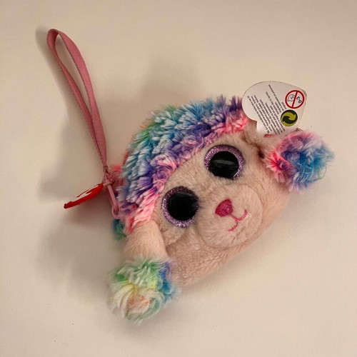 Fluffy Rainbow Poodle Coin Purse TY Beanie Boos like new