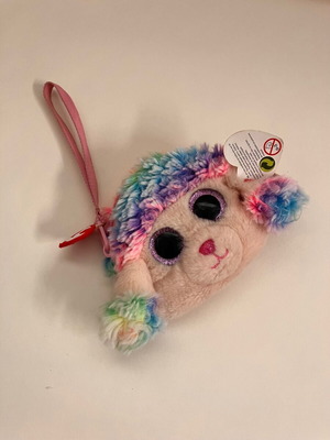Fluffy Rainbow Poodle Coin Purse TY Beanie Boos like new