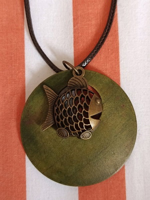 Long wooden boho necklace new