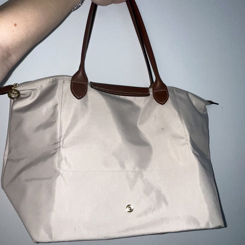 Longchamp shoulder bag used, white and beige