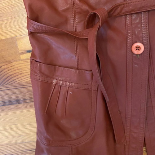 Leather vintage jacket brown large used with lining
