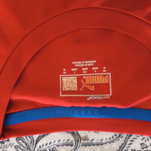 Puma men's technical sports t-shirt size M, like new, red with reflective details