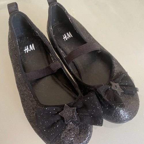 H&M kids black ballerina shoes with glitter like new