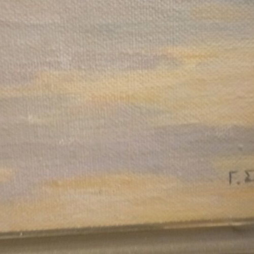 Ελαιογραφία Γ. Συρίγος σαν καινούργια 56x66 με κορνίζα