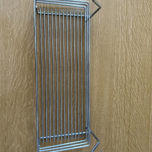 Metal Hanging Storage Basket like new, multipurpose chrome