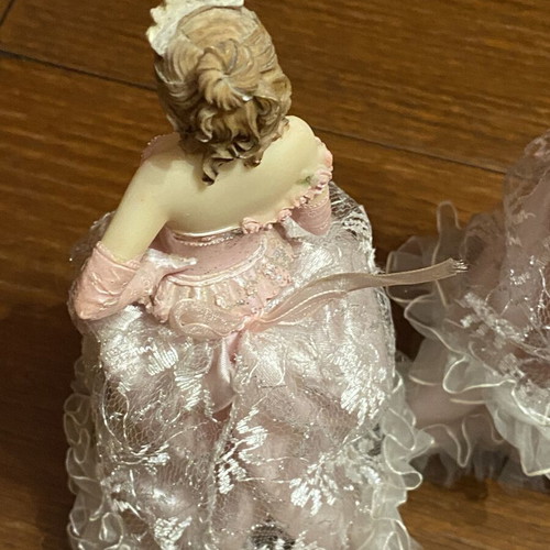 Victorian Style Figurines Set with Fabric Details like new