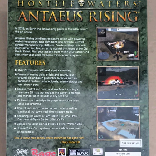 Hostile Waters Antaeus Rising PC CD-ROM like new, Big Box