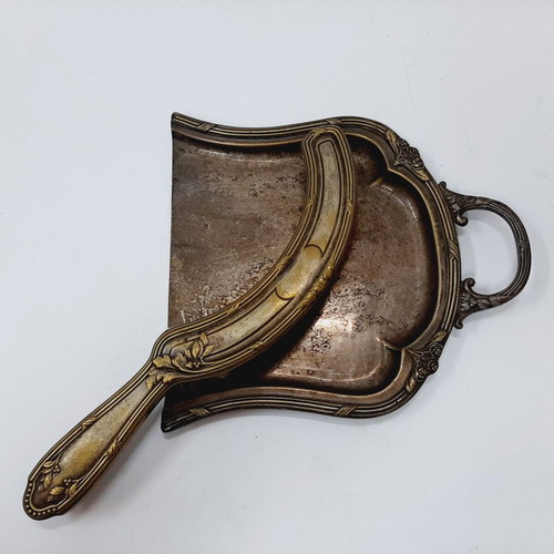 Antique bronze hand brush and dustpan set