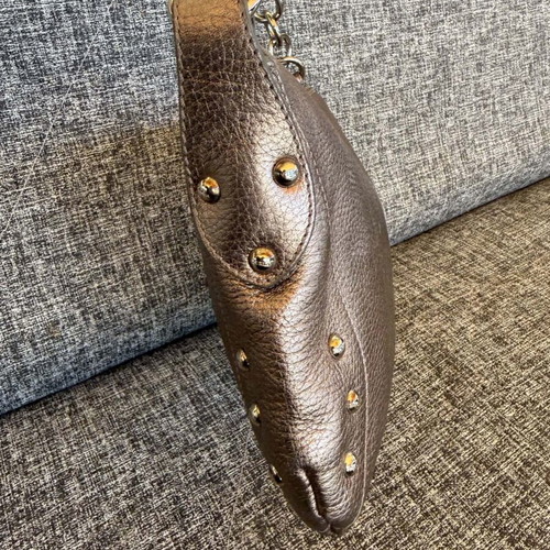 Furla leather shoulder bag like new, gold and silver