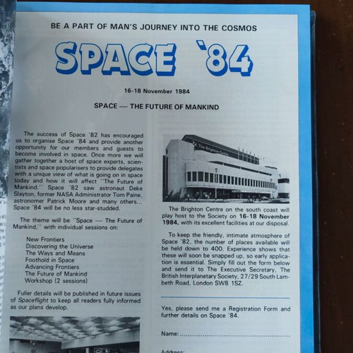Spaceflight magazine used, bound issues 1984