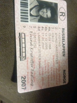 Norwegian student transport card from 2007 used