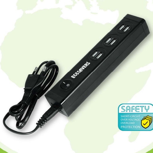 EcoSavers Smart USB Charger 6 ports new with ON/OFF switch 6.8A