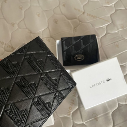 Lacoste Wallet new, black with embossed geometric design