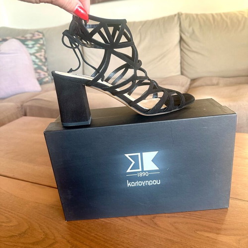 Kalogirou Black Leather Sandals new, size 39.5