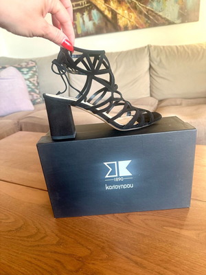 Kalogirou Black Leather Sandals new, size 39.5