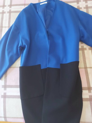 Calvin Klein colorblock coat jacket in royal blue and black, like new