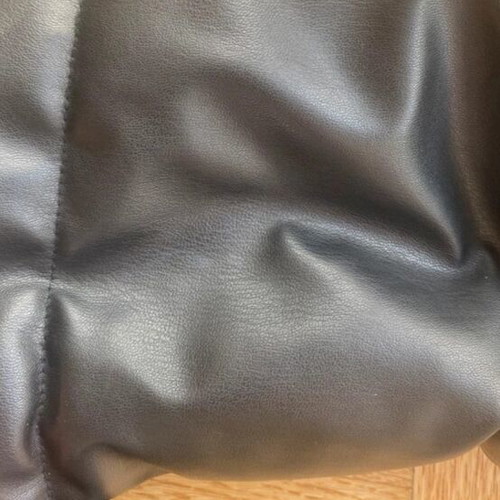 Zara black faux leather cropped puffer jacket