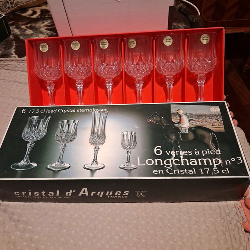 Cristal d'Argues Longchamp Set of 6 New Crystal Wine Glasses 175ml