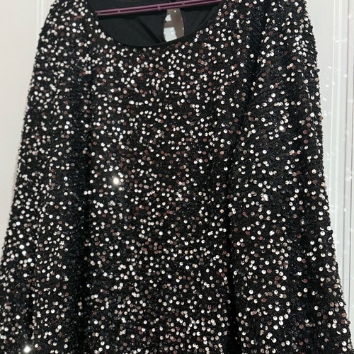Plus size blouse black with silver sequins like new